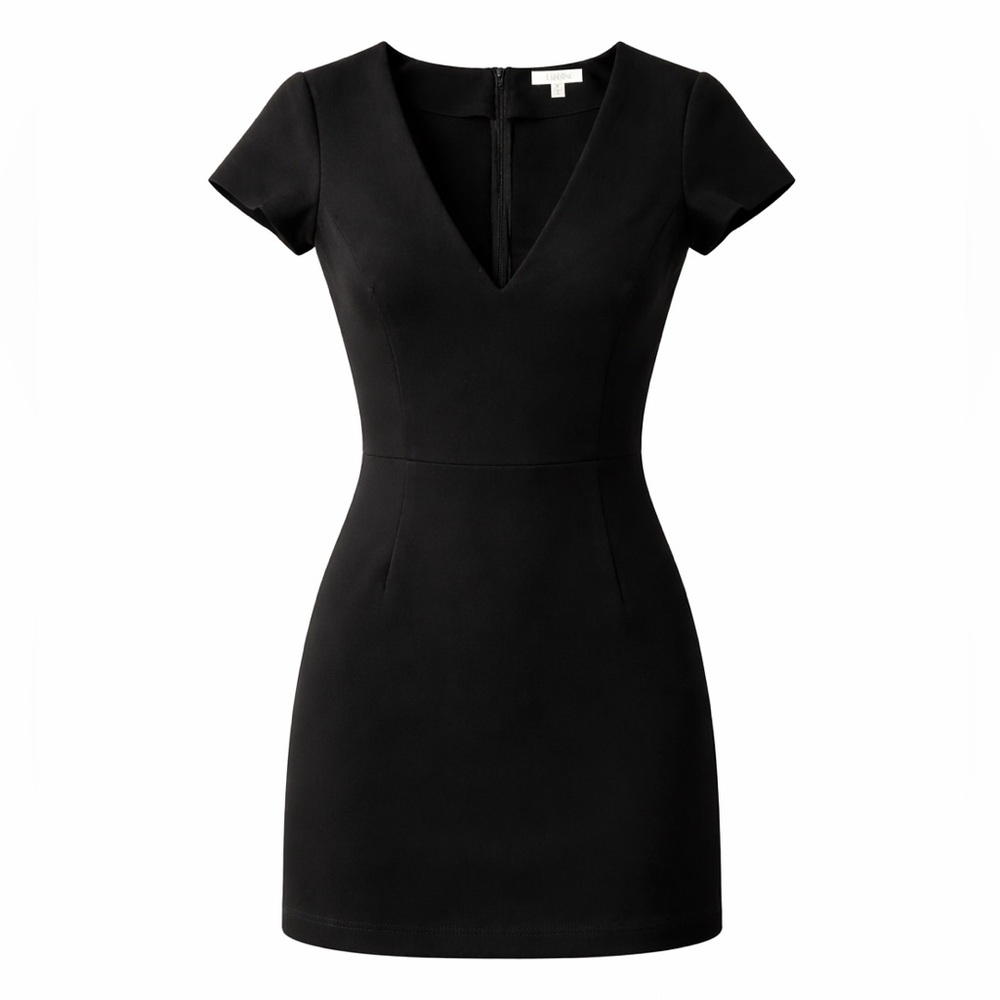 TOBI Black Deep V-Neck Mini Dress S/P NWOT Little Black Dress